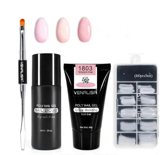 Venalisa Poly Nail Gel Kit Nail Fesign Builder Nail Gel Acrylic Transparent Crystal Coumuflage Set Nail Extend Jelly Gel Polish - BlushBea-Mali
