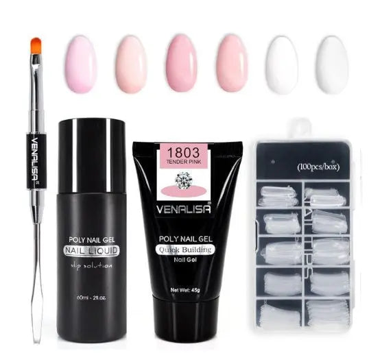 Venalisa Poly Nail Gel Kit Nail Fesign Builder Nail Gel Acrylic Transparent Crystal Coumuflage Set Nail Extend Jelly Gel Polish - BlushBea-Mali