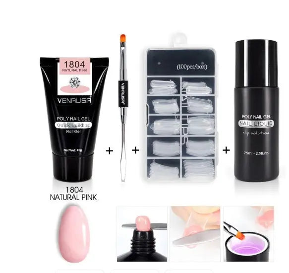 Venalisa Poly Nail Gel Kit Nail Fesign Builder Nail Gel Acrylic Transparent Crystal Coumuflage Set Nail Extend Jelly Gel Polish - BlushBea-Mali