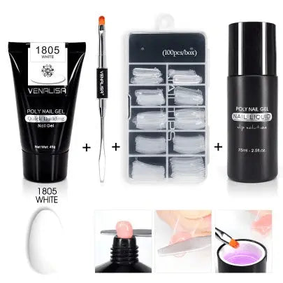 Venalisa Poly Nail Gel Kit Nail Fesign Builder Nail Gel Acrylic Transparent Crystal Coumuflage Set Nail Extend Jelly Gel Polish - BlushBea-Mali