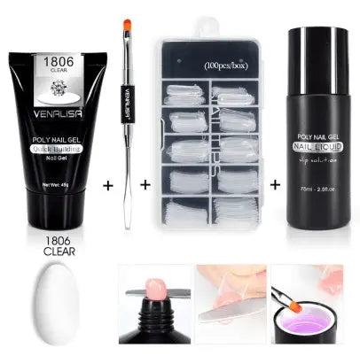 Venalisa Poly Nail Gel Kit Nail Fesign Builder Nail Gel Acrylic Transparent Crystal Coumuflage Set Nail Extend Jelly Gel Polish - BlushBea-Mali