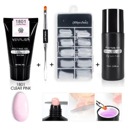 Venalisa Poly Nail Gel Kit Nail Fesign Builder Nail Gel Acrylic Transparent Crystal Coumuflage Set Nail Extend Jelly Gel Polish - BlushBea-Mali