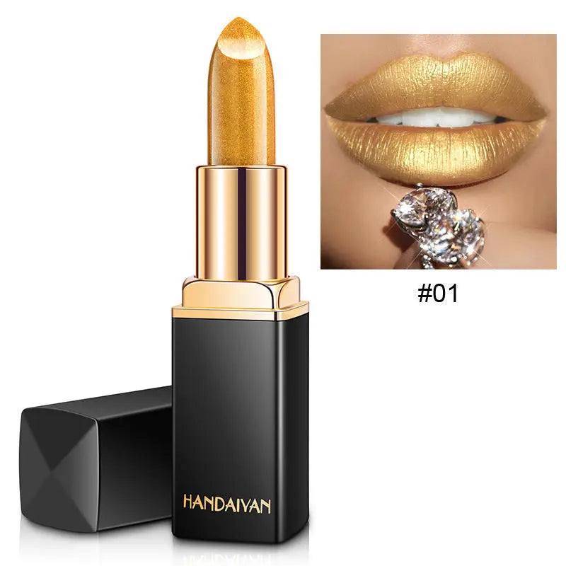 Shiny Metallic Lipstick Pearlescent Color Temperature Change Lipstick Gilt Lipstick BlushBea_Mali