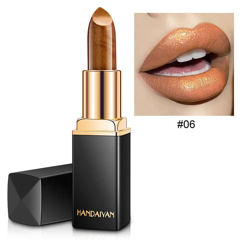 Shiny Metallic Lipstick Pearlescent Color Temperature Change Lipstick Gilt Lipstick BlushBea_Mali