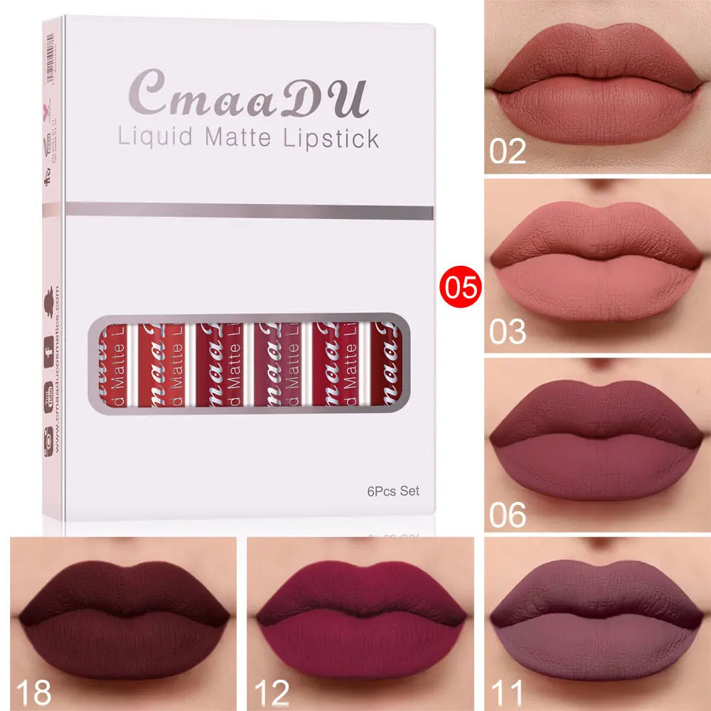 6 Boxes Of Matte Non-stick Cup Waterproof Lipstick Long Lasting Lip Gloss BlushBea_Mali