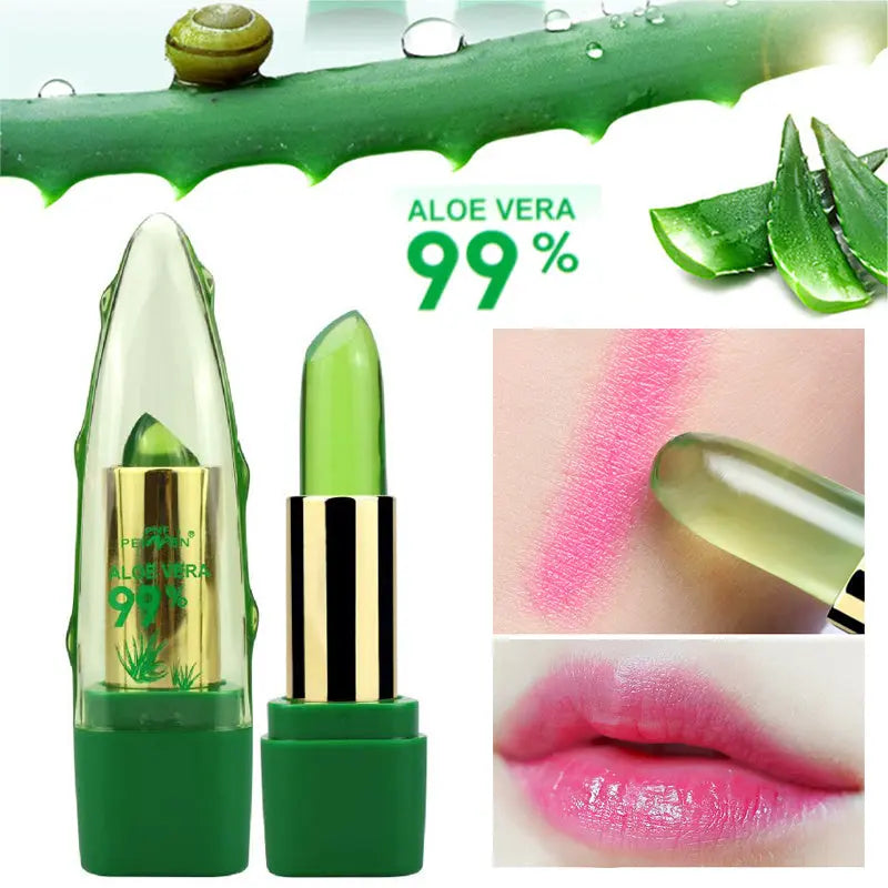 Aloe Vera Gel Color Changing Lipstick Gloss  Moisturizer Anti-drying Desalination Fine-grain Lip Blam Care BlushBea_Mali