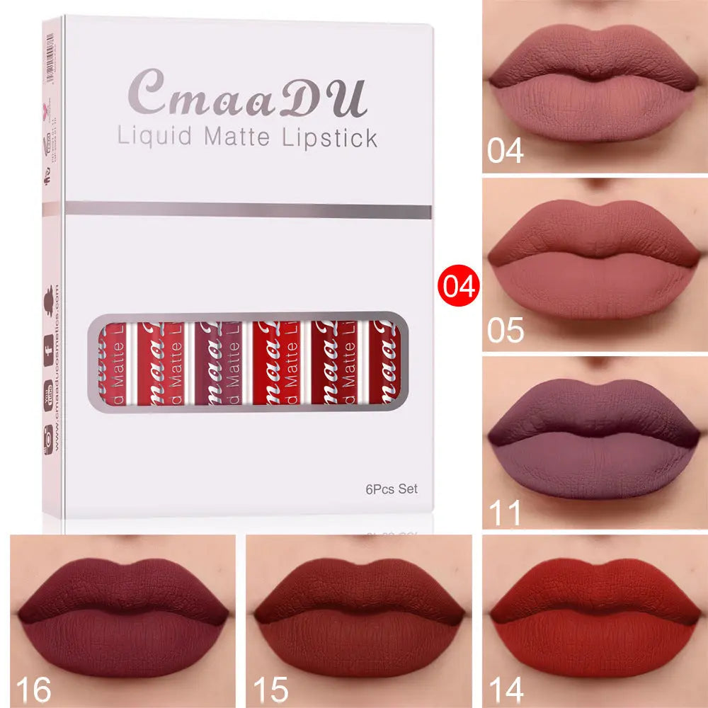 6 Boxes Of Matte Non-stick Cup Waterproof Lipstick Long Lasting Lip Gloss BlushBea_Mali