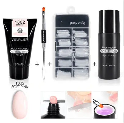 Venalisa Poly Nail Gel Kit Nail Fesign Builder Nail Gel Acrylic Transparent Crystal Coumuflage Set Nail Extend Jelly Gel Polish - BlushBea-Mali