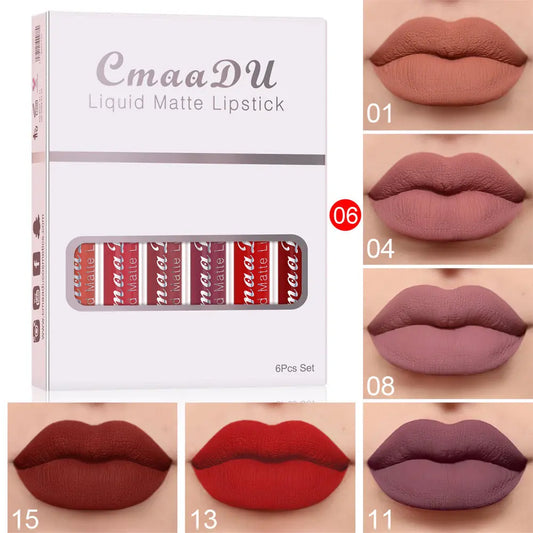 6 Boxes Of Matte Non-stick Cup Waterproof Lipstick Long Lasting Lip Gloss BlushBea_Mali